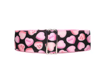 Valentine Martingale Dog Collar, Conversation Hearts, Hearts Dog Collar, Small to Extra Large