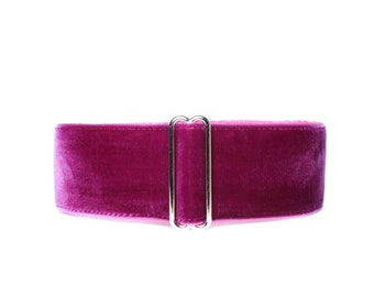 Velvet Martingale Collar, Magenta Martingale Dog Collar, Velvet Dog Collar, Greyhound Collar, Magenta Dog Collar