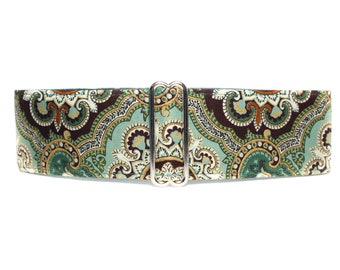 Teal Martingale Dog Collar, Floral Martingale Collar Greyhound, Floral Dog Collar, Teal Dog Collar