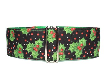 Christmas Martingale Dog Collar, Christmas Dog Collar, Holly Dog Collar, Holly Martingale