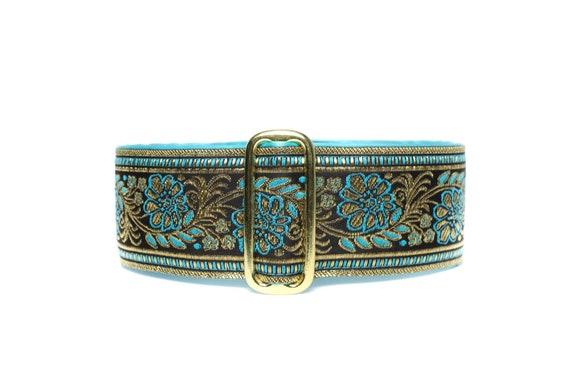 teal martingale dog collar