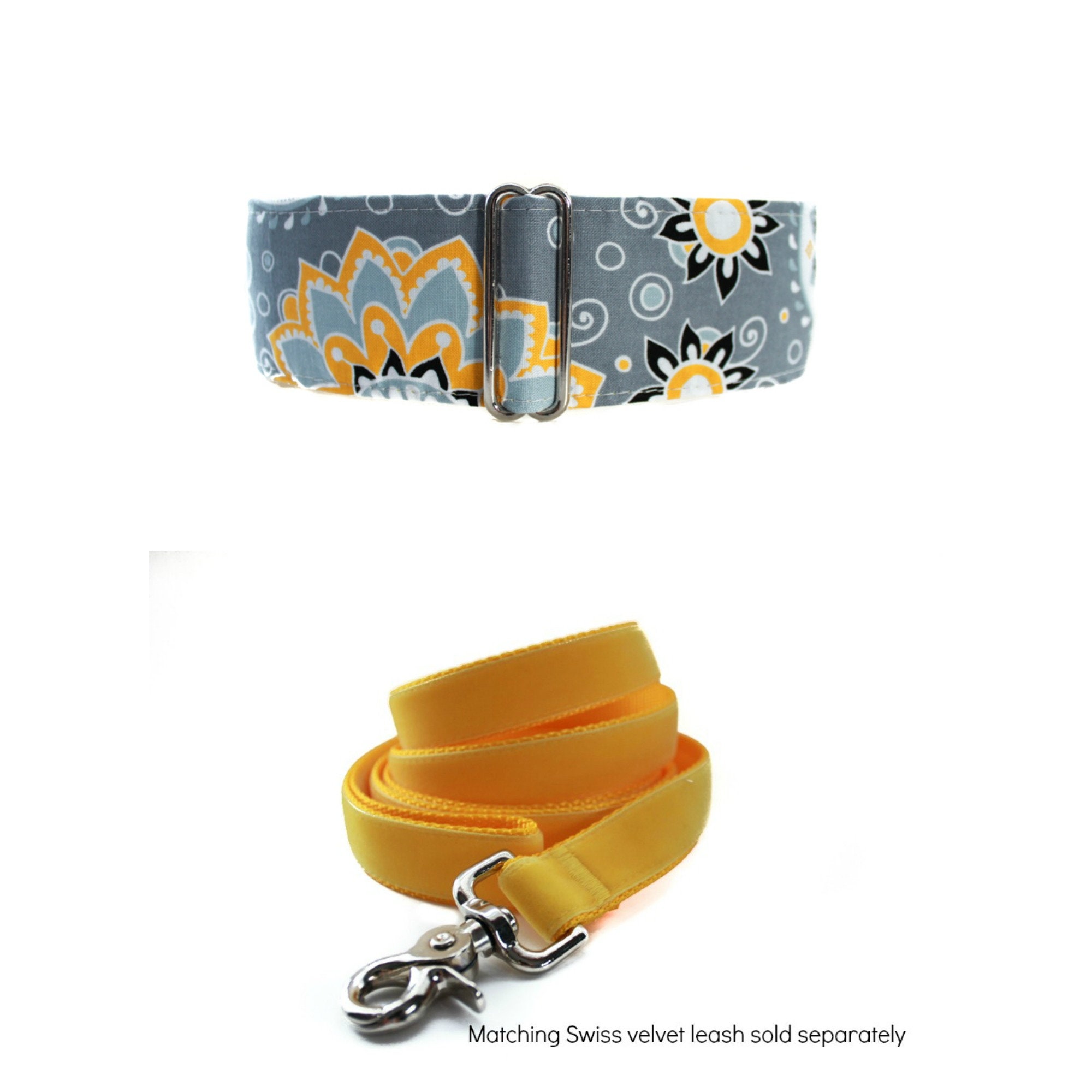 Yellow Martingale Collar Greyhound Yellow Dog Collar Floral Etsy