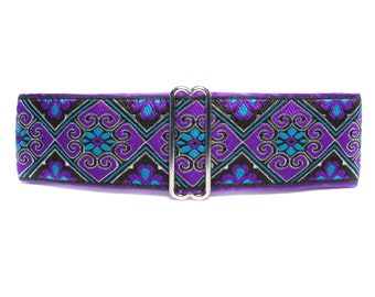 Purple Martingale Collar 2 Inch, Jacquard Greyhound Collar, Purple Jacquard, Jacquard Dog Collar 2 Inch