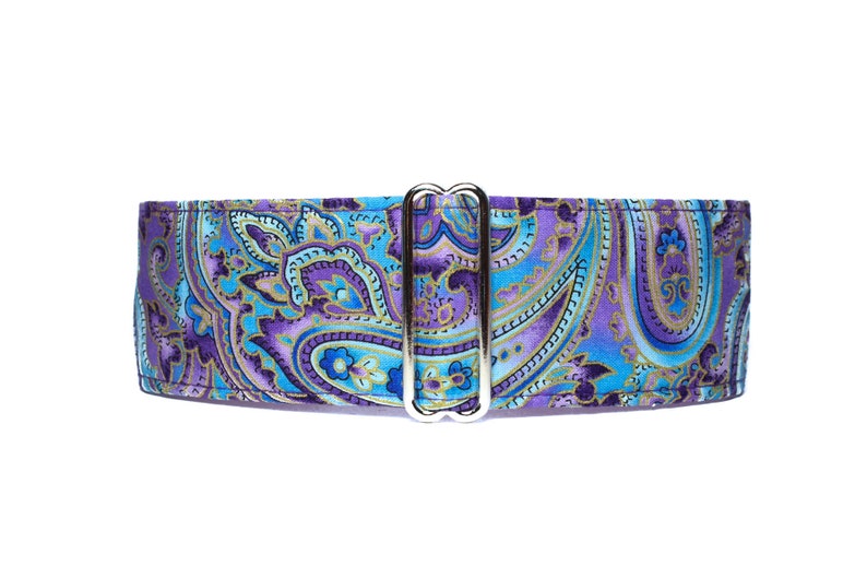 Purple Paisley Martingale Collar, 2 Inch Martingale Collar, Paisley Martingale Collar, Paisley Dog Collar, Purple Dog Collar image 1