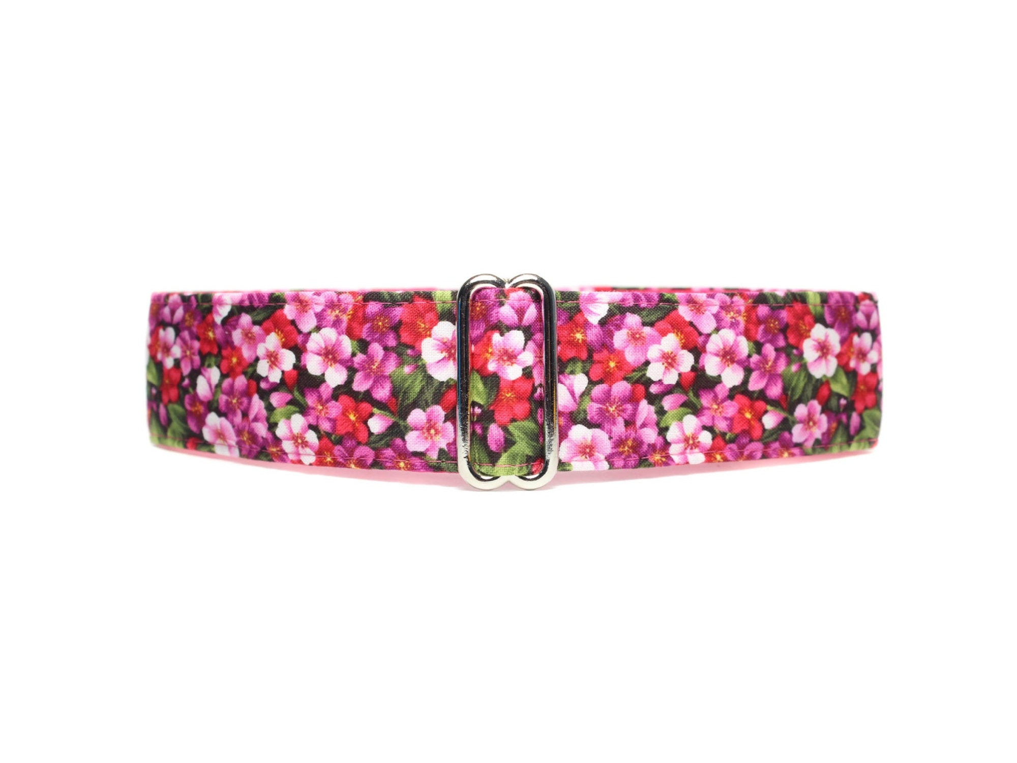 Floral Martingale Collar Greyhound, Pink Martingale Dog Collar, Size Small to Extra Large