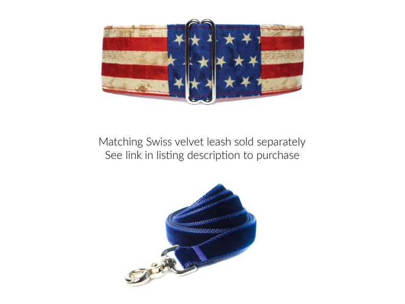 Martingale Dog Collar American Flag, Stars and Stripes Martingale Collar 1.5 Inch Martingale, 1.5 Inch Dog Collar, Greyhound Collar image 5