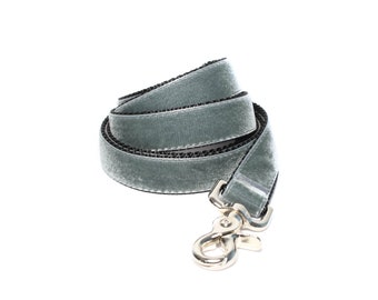 Gray Velvet Dog Leash, Black, Gray Dog Leash, 5 foot Leash, Gray Leash, 6 foot Leash, Custom Dog Leash