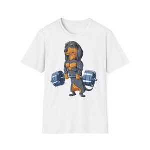 Lustig Dackel Gewichtheben T-Shirt, Gym Humor T-Shirt, Hunde-Liebhaber Geschenk, Haustier Besitzer Bekleidung, Fitness-Enthusiast Shirt, Workout Inspiration