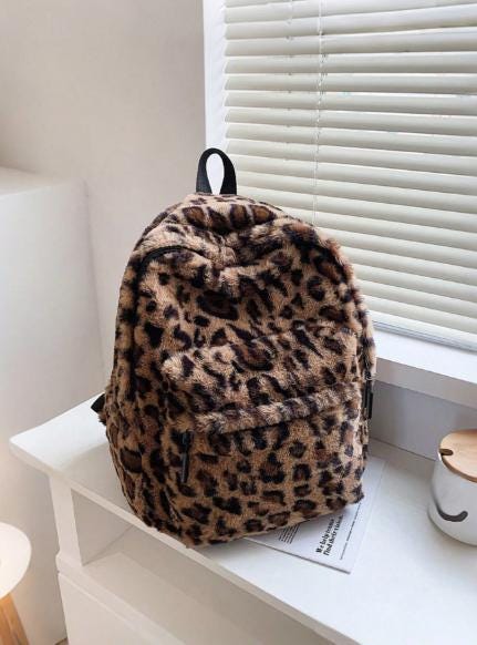 brown leopard print faux fur mini backpack ALAZA Purse for Women Lightweight Girls Small Size Cheetah Animal School Teens College Traveling : Clothing, Shoes & Jewelry 🖤 Kendall & Kylie Poppy