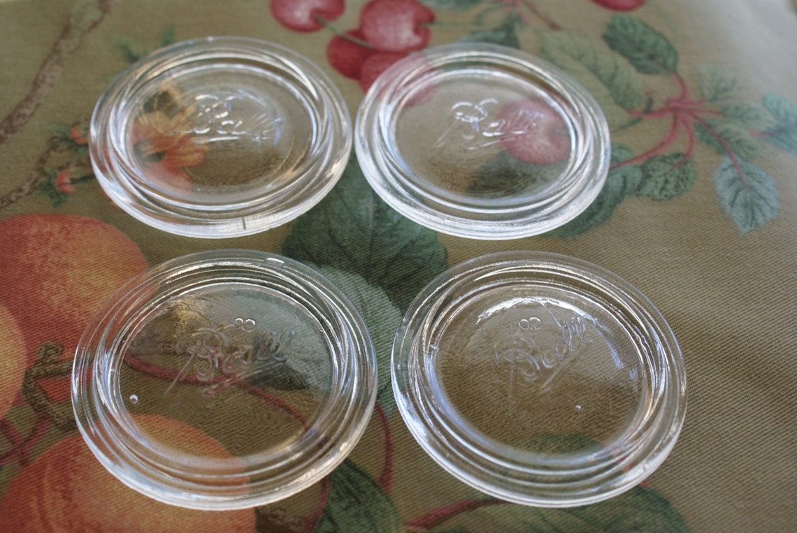 Vintage glass canning jar lids Etsy