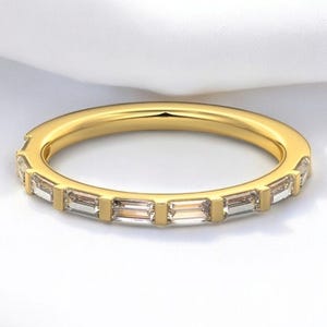 Stokbrood Diamond Eternity Band, 14K gouden stapelring, jubileumband, elegante 14K gouden trouwring, minimalistische sieradencadeau