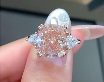 5.5カラットのラボダイヤモンドCZピンクエンゲージリング、ホワイト 