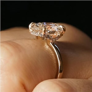 3 CT Oval Cut Moissanite Engagement Ring Hidden Halo 14K Gold Ring Solitaire Wedding Ring Promise Unique Anniversary Gift Ring For Women