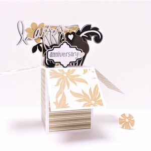 Portatarjetas de regalo con forma de aniversario de oro, tarjeta de aniversario de bodas personalizada