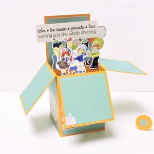 Benutzerdefinierte Pop-Up Explosionsbox Geburtstagskarte für Kinder, leere alles Gute zum Geburtstag Grußkarte für Kinder