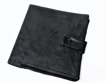 Black Vegan Suede Happy Planner Cover, Faux Leather Planner Case