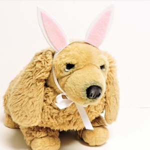 White Bunny Ears Headband for Dogs, Easter Bunny Dog Costume Headdress for Puppy