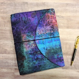 Indigo Grunge Composition Notebook Cover, Blue Cover for Ruled College Notebooks, Cloth Notebook Midori