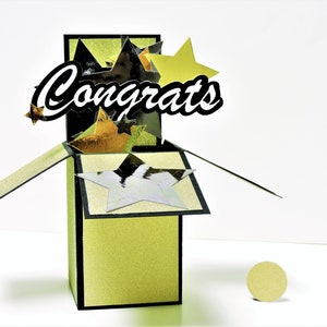 Carte pop-up dorée Félicitations, carte vierge Félicitations Explosion Box pour diplômé