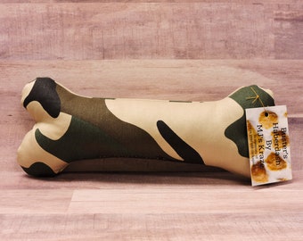 Camouflage Canvas Dog Bone Toy: Squeaky Chew Toy