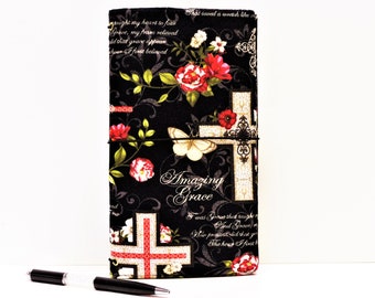 Grace Fabric Traveler's Notebook Cover: Christian Midori Insert