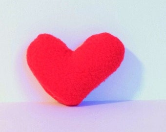 Red Fleece Cat Toy With or Without Catnip, Fleece Valentine Heart Organic Catnip Filled Cat Toy
