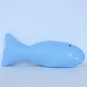 Blue Felt Fish Cat Toy With or Without Organic Catnip