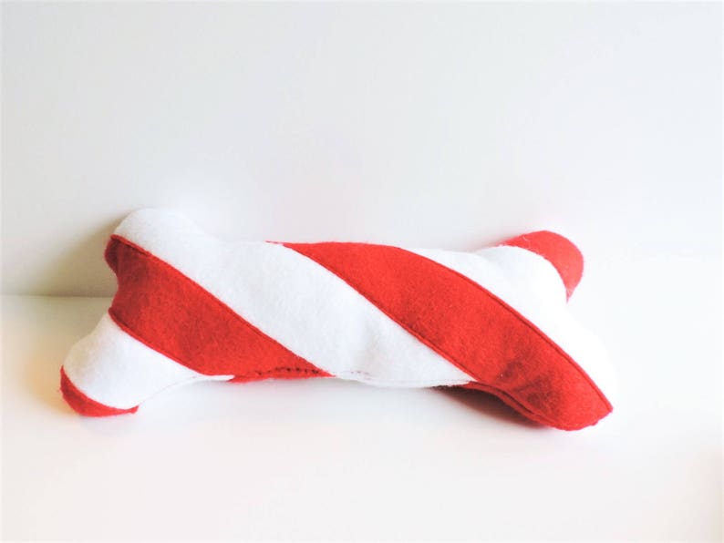 Christmas Dog Bone Candy Cane Stripe Durable Felt Toy With or Etsy