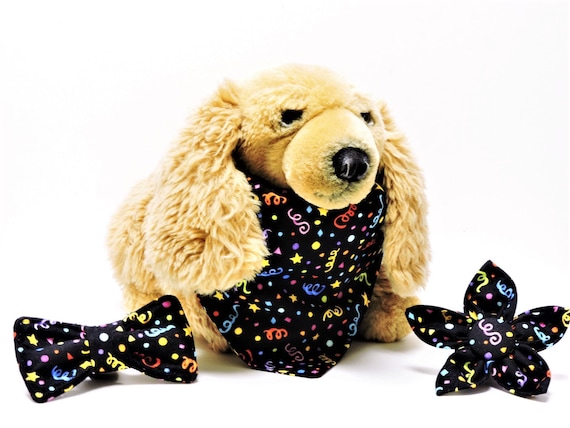 birthday cotton dog tie dog neck tie dog neckwear bow tie pet accessory birthday dog Confetti dog tie dog tie collar