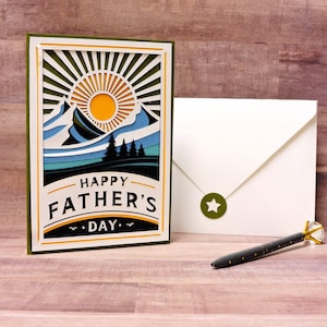 Carte aventure fête des pères, carte personnalisée pour fête des pères, carte grand air fête des pères, porte-cartes pour papa, porte-cartes cadeau