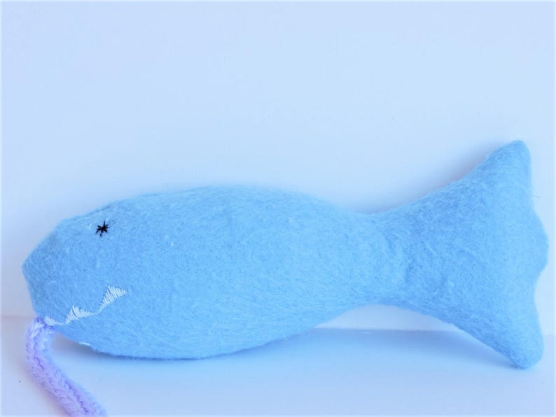 Organic Catnip Blue Felt Fish Cat Teaser Toy With or Without | Etsy