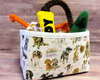 Dog Fabric Basket: Puppy Toy Storage, Collapsible Cotton Bin
