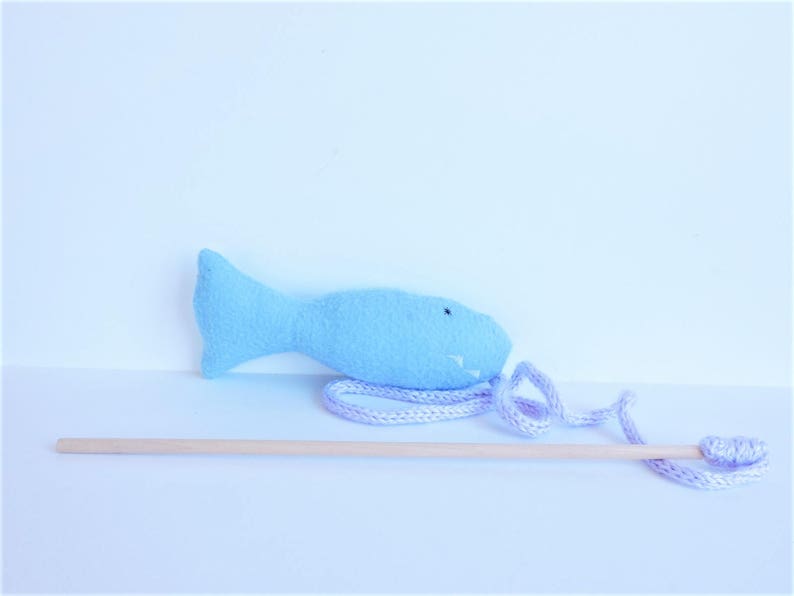 Organic Catnip Blue Felt Fish Cat Teaser Toy With or Without | Etsy