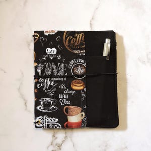 Coffee Time Fabric Traveler's Notebook A6 Cover, A6 Pen Pocket Fauxdori