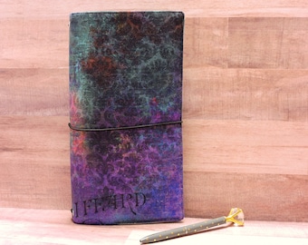 Indigo Grunge Fabric Traveler's Notebook Cover: Vegan Fauxdori