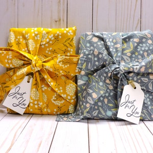 Floral Furoshiki Gift Wrap Set: Reusable Cotton Cloth Wrapping