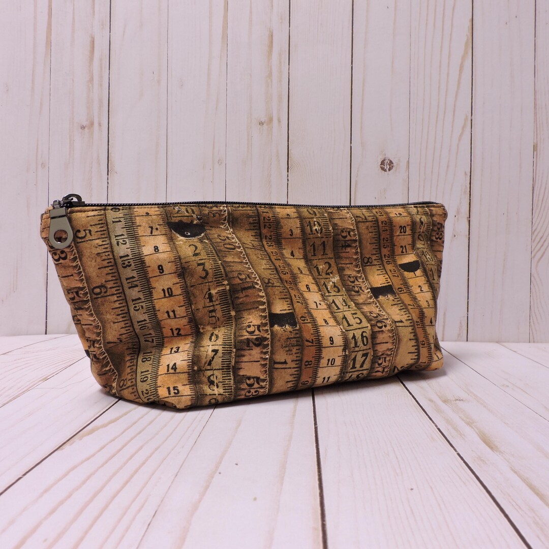 Invar Ruler Pouch Ruler Print Zipper Pouch: Cotton Pencil Bag, Cosmetic & Planner Storage ...