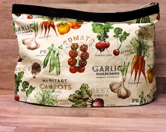 Veggie Market Tote Bag: Reusable Canvas Shopper with Gusset