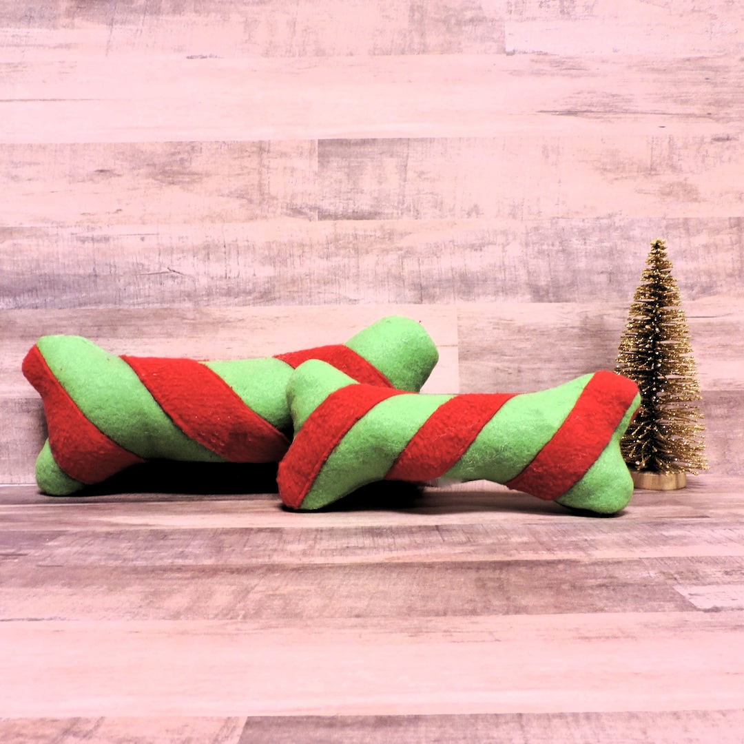 Fleece Candy Cane Bone Toy Plush Christmas Dog Toy With or Etsy