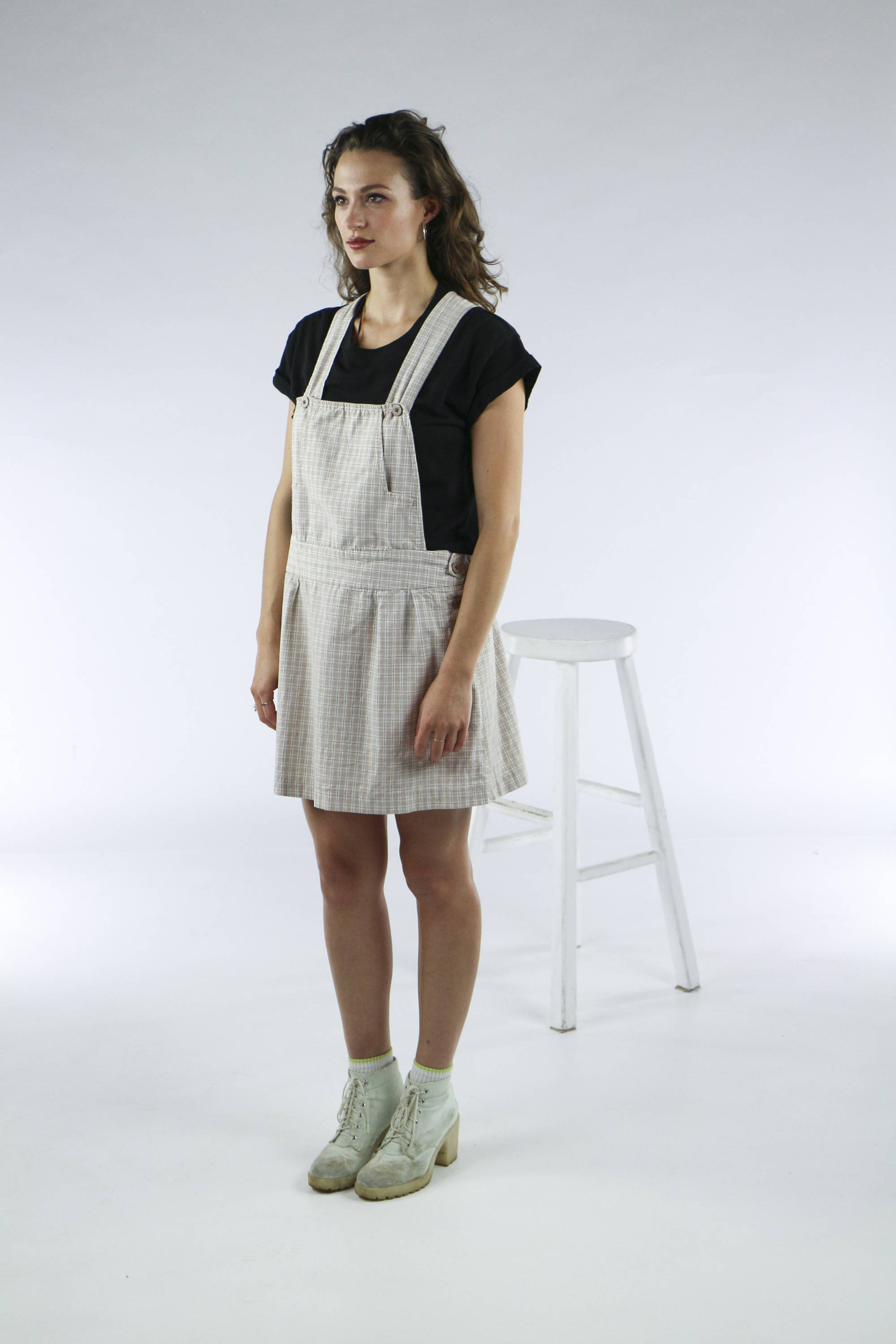 Plaid Beige Overall / Short Cream Overalls / Summer Overall Etsy