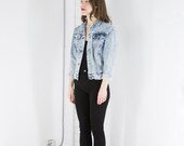 Acid Wash Denim Jacket / Spring Jeans Jacket / Short Light Denim Vest
