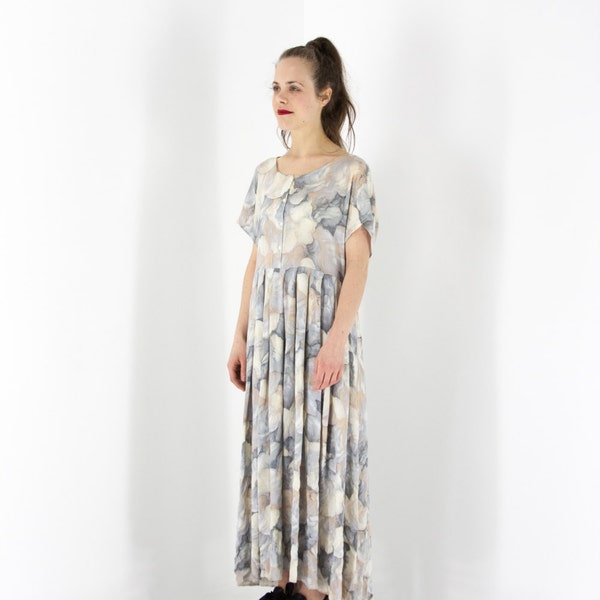 Floral Maxi Dress / Abstract Day Dress / Spring Garden Party Dress