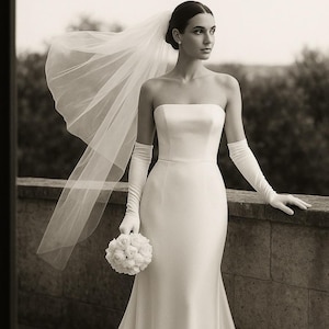 Minimal Strapless Satin Wedding Dress
