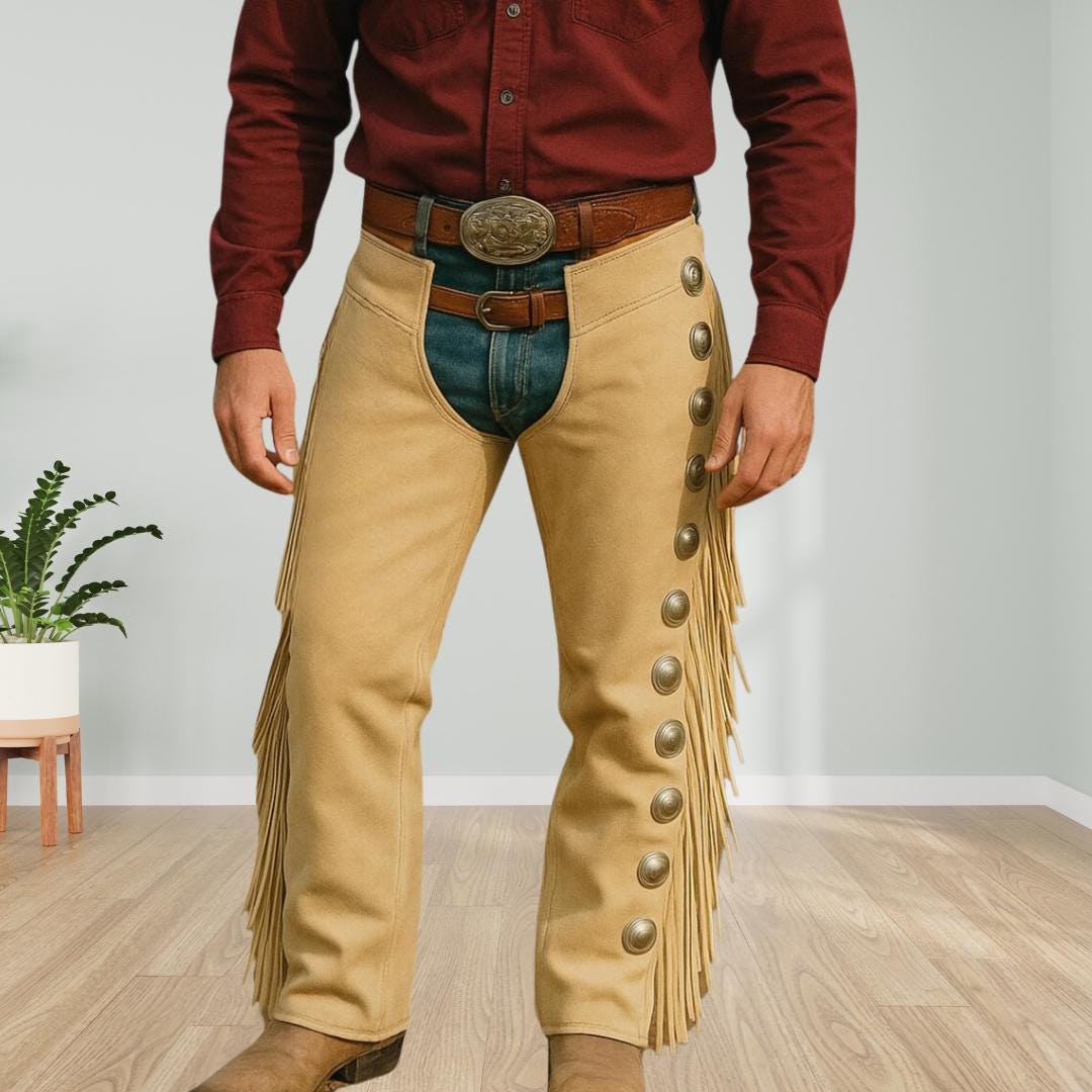 Handmade Suede Leather Fringe Chaps: Western Rodeo Cowboy Pants - Etsy