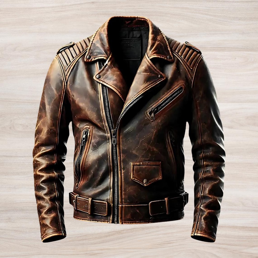 ジャケット・アウター Old Brown Leather Bikers Jacket DEGNER