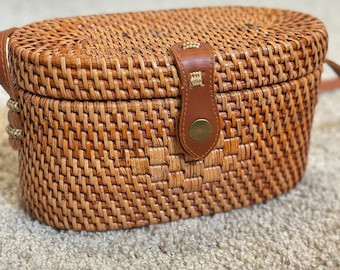 Summer Rattan Block Bag