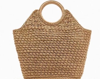 Summer Straw Bag With Round Handle
