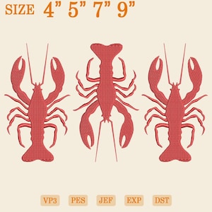Machine Embroidery Design Lobster, Lobster Machine Embroidery Design File, Crawfish Embroidery, Sea Animals Embroidery, Summer Gift, Beach