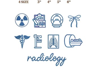 Radiology Rad Tech Medical Bundle, Coquette Bow Skeleton X-Ray MRI Outline Stitch, Hospital Scrub Pes Dst Jef Vp3