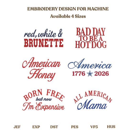 4th of July Quote Hat Size Embroidery Design, Bad Day To Be A Hot Dog Embroidery Machine Design, Hat Embroidery Design , Not a Physical Item